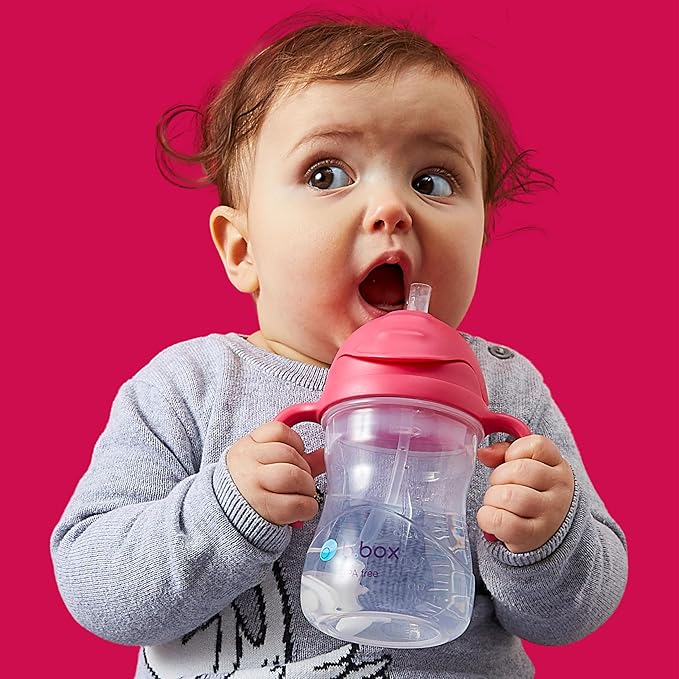b.box Sippy Cup with Weighted Straw. Drink from any Angle, Leak Proof, Spill Proof, Easy Grip. BPA Free, Dishwasher Safe. For Babies 6m+ to Toddlers (Banana Split, 8oz)