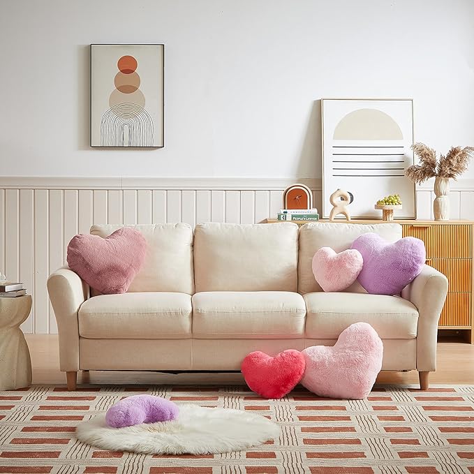 EastTree Heart Pillows, Dusty Pink Heart Shaped Pillows, Ultra Soft Extra-Large Fluffy Pillows, Love Throw Pillows Gifts, Women Girls Living Room Decor 15x18 Inch