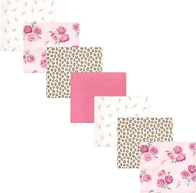 Hudson Baby Unisex Baby Cotton Flannel Receiving Blankets Bundle, Blush Rose by HudsonBaby