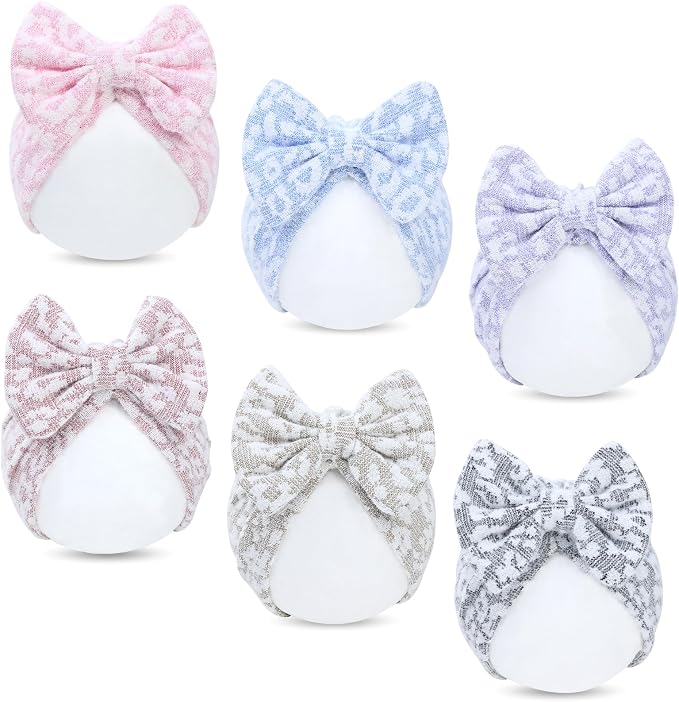 Cinaci 6 Pack Nursery Hospital Caps Bonnets Beanies Headwraps Turban Hats by Cinaci