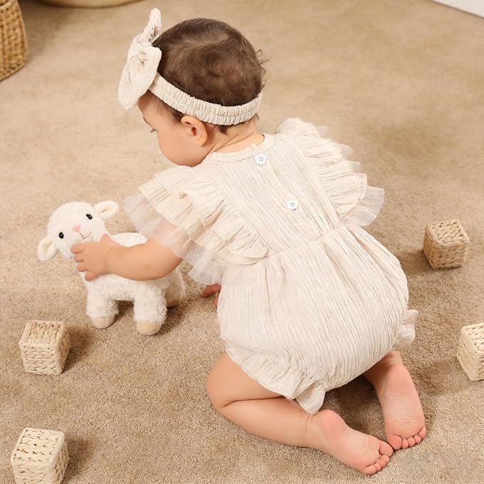 TITKKOP Ruffle Bubble Romper for Baby Girl | One-Piece Shorts Jumpsuit | Summer - Image 7