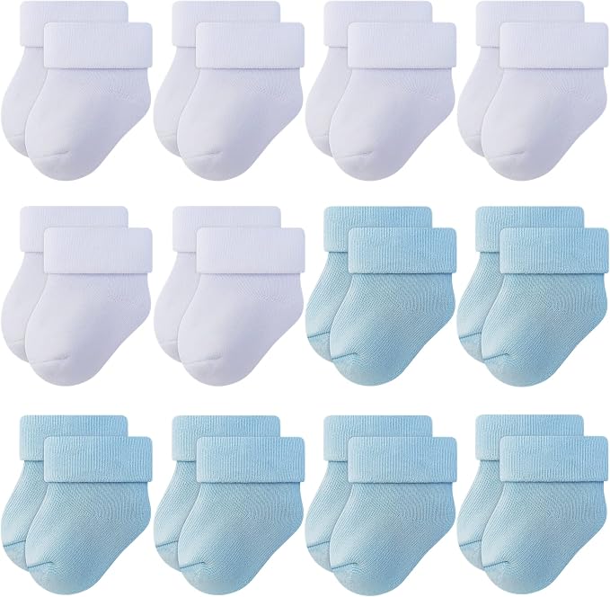 RATIVE Newborn Baby Socks 0-6, 6-12 Months Terry Turn Cuff Socks by RATIVE