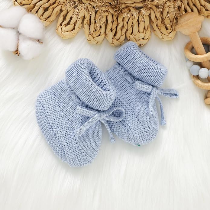 Hadetoto Newborn Baby Booties Cotton Knit Shoes | Soft, First Walkers, - Image 6