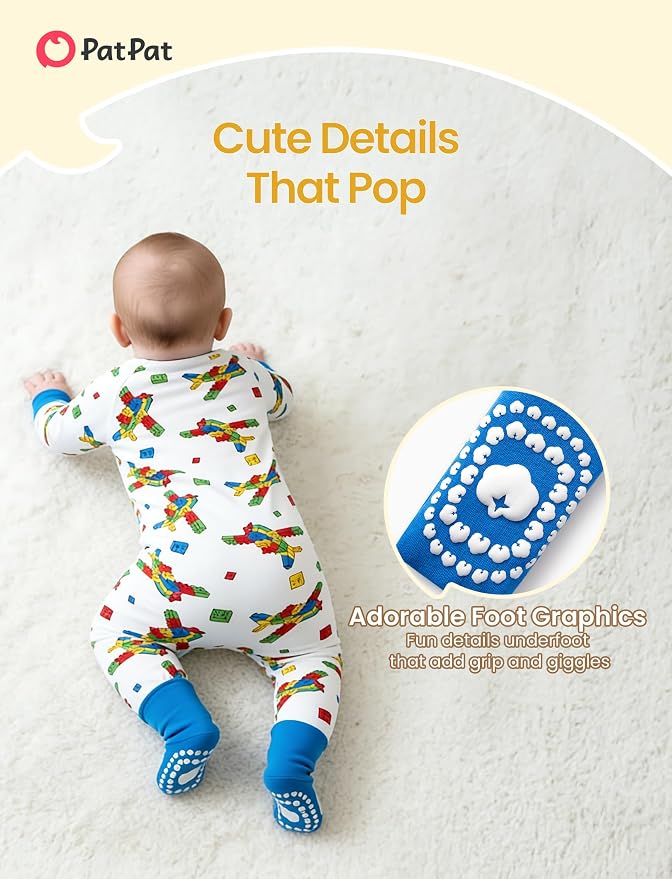 PATPAT Organic Cotton Baby Footie Pajamas - Image 6