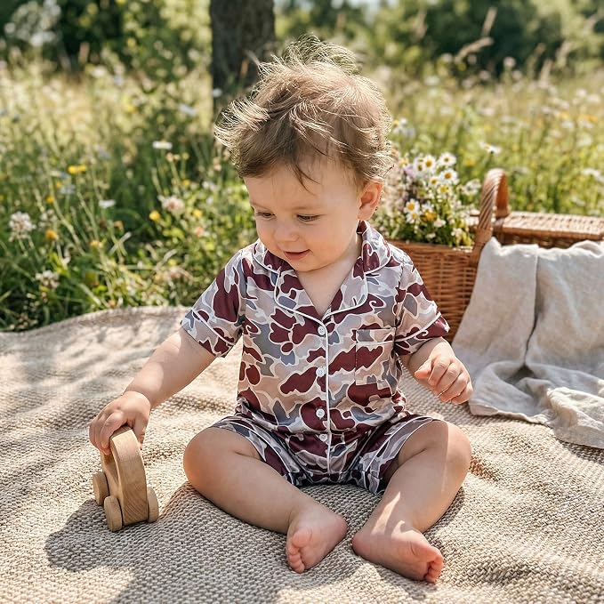 Kuriozud Baby Girl Boy Romper Pajamas Onesie Short Sleeve Button Down Pjs - Image 6