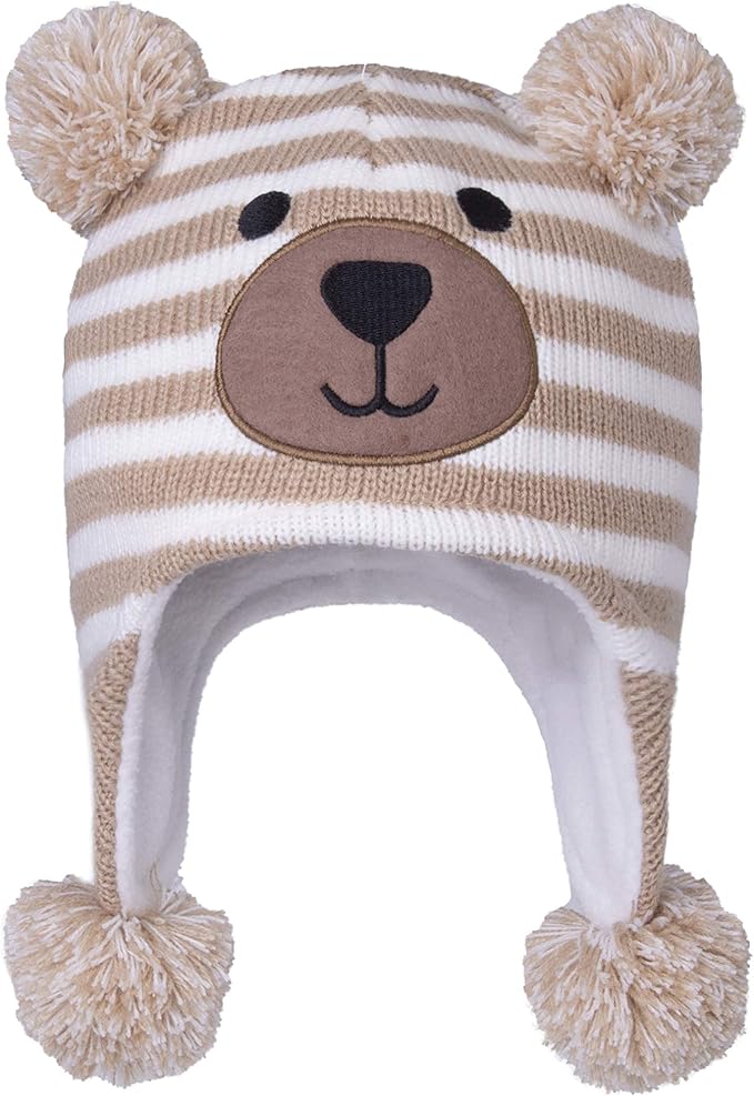LANGZHEN Toddler Kids Infant Winter Hat,Earflap Knit Warm Cap Fleece Lined Beanie for Baby Boys Girls