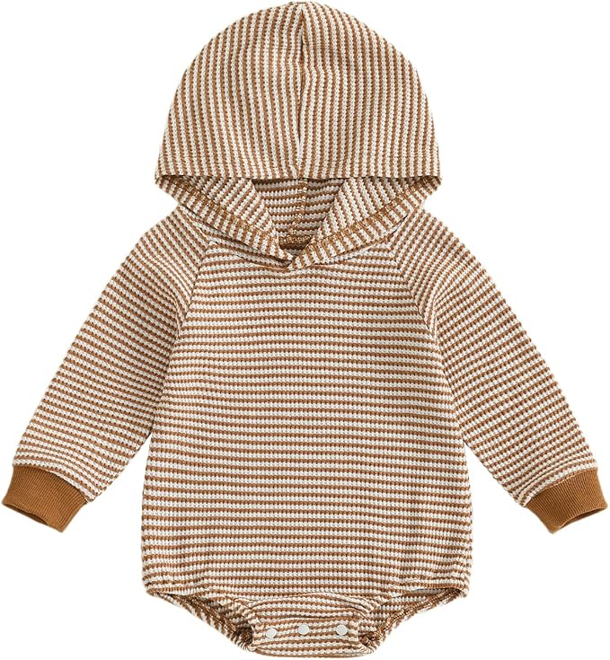 Baby Girl Boy Hooded Sweatshirt Long Sleeve Solid Color Romper Infant Baby Fall by Unknown