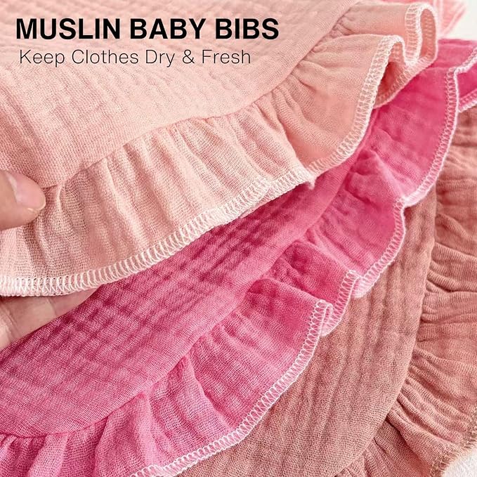 PandaEar 4 Pack Muslin Baby Bibs, Absorbent Bandana Drool Bibs - Image 4