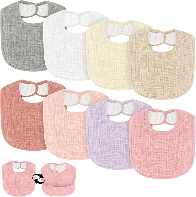8 Pack Bibs for Baby Boy & Baby Girl, Muslin Bibs by Unknown