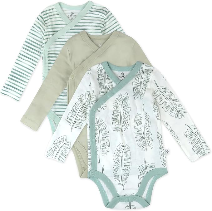 HonestBaby Baby 3-pack Long Sleeve Side-snap Kimono Bodysuits Organic Cotton by HonestBaby