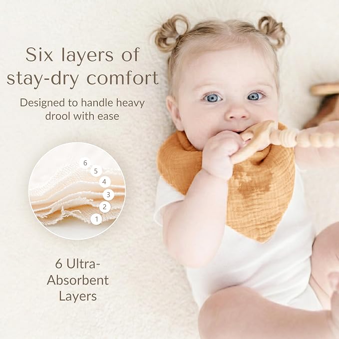 Konssy 10 Pack Baby Muslin Bandana Bibs - Image 5