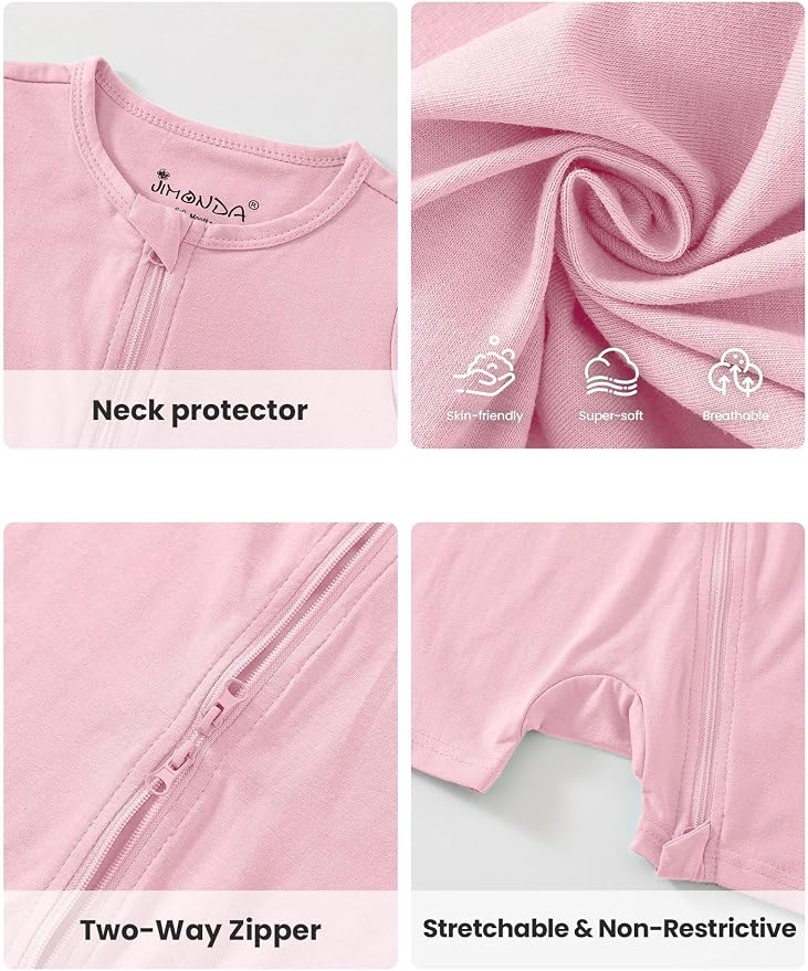 Jimonda Baby Romper Short Sleeve 2-Way Zipper Pajamas Cotton | 2-Pack, One Piece - Image 5