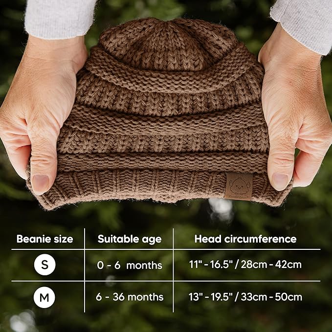 3-Pack Baby Beanies for Boys, Girls - Stretchy Knit Baby Hats, Cute Newborn & Toddler Winter Hat, Soft & Warm Infant Beanie 6-36 Months (Icelandic, M)