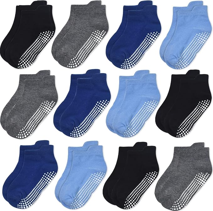 GRPSKCOS Non Slip Toddler Baby Socks 12 Pairs Anti Skid Ankle Socks by GRPSKCOS