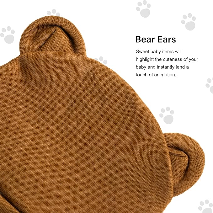 Newborn Baby Hat and Mittens Set Bear Ears Toddler Infant Beanie Caps Newborn - Image 4