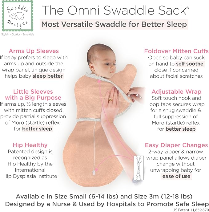 SwaddleDesigns 6-Way Omni Swaddle Sack, Arms Up Swaddle - Image 2