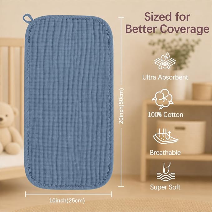 Ease Cubs 12 Pack Muslin Burp Cloths Large 100% Cotton Hand Washcloths - Image 4