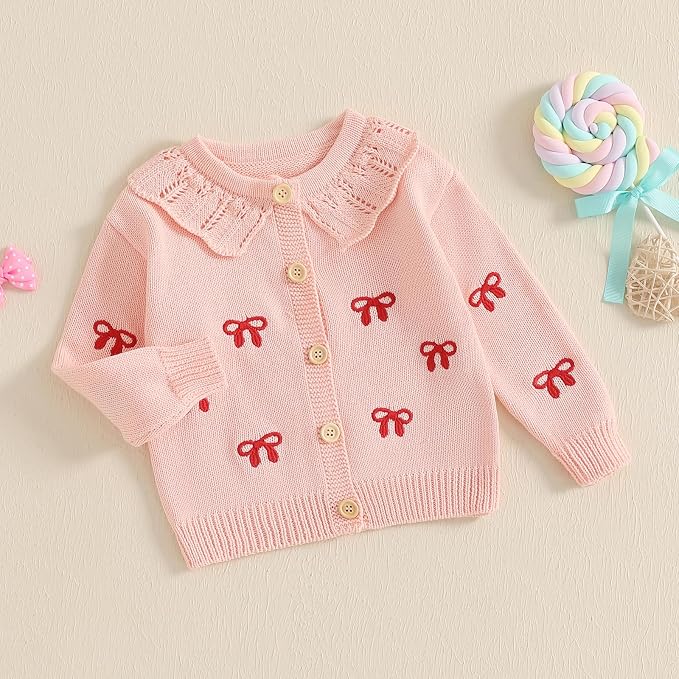 Baby Girl Cardigan Long Sleeve Button Up Sweater Toddler Girl Fall Outfits - Image 4