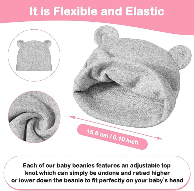 Syhood 4 Sets Baby Hat Mittens Socks Bear Ear - Image 2