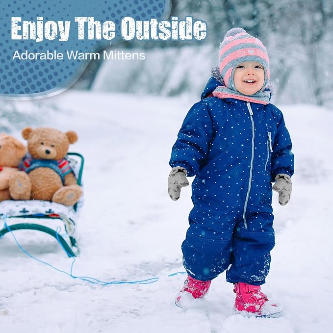 Toddler Mittens Lined Fleece Snow Gloves - Image 5