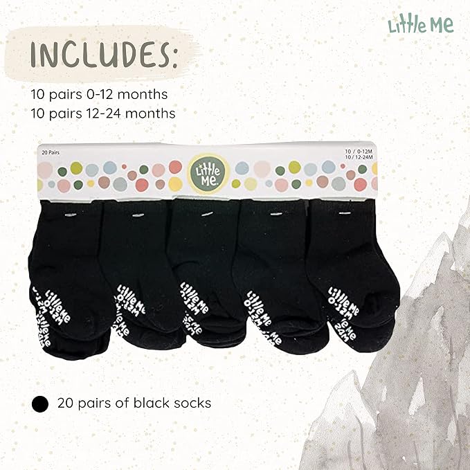 Little Me 20-Pack Newborn Baby Infant & Toddler Unisex Socks, - Image 3