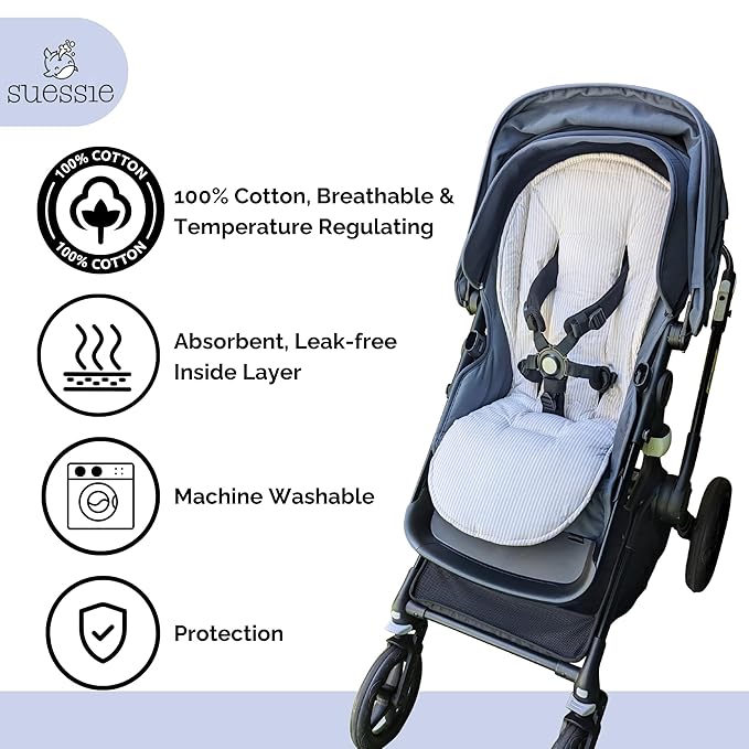 Suessie Stroller Liner - Universal and Reversible Seat Insert, Sand Stripe