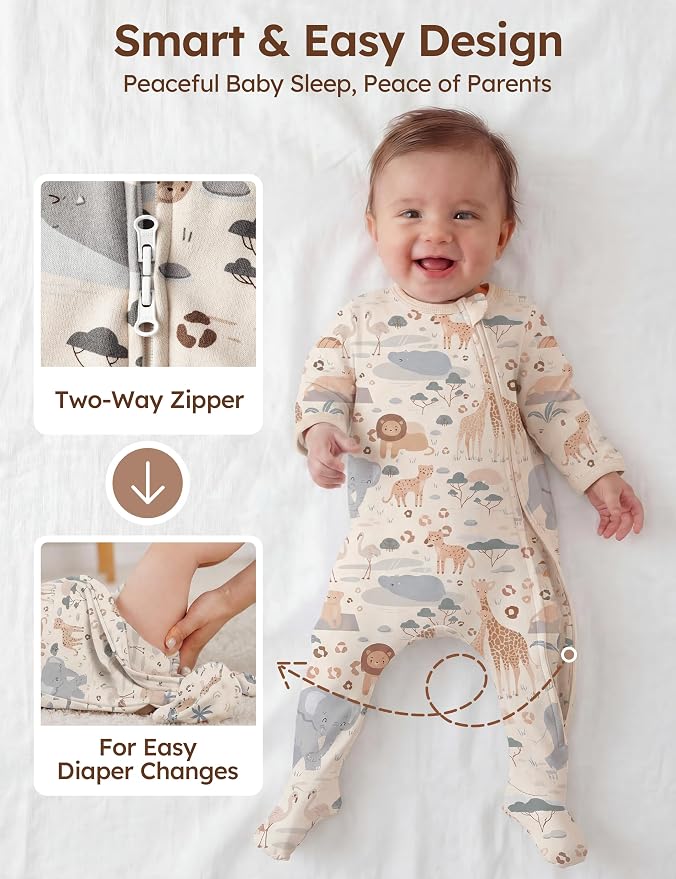 Unnivoll Baby Sleepers 100% Cotton Baby Pajamas Baby Boys Girls Clothes | - Image 3