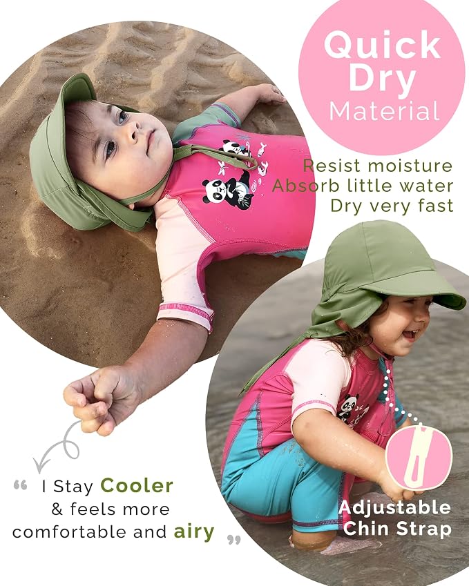 FURTALK Baby Sun Hat with Neck Flap UPF 50+ Toddler Quick Dry Swim Hat | UV - Image 2
