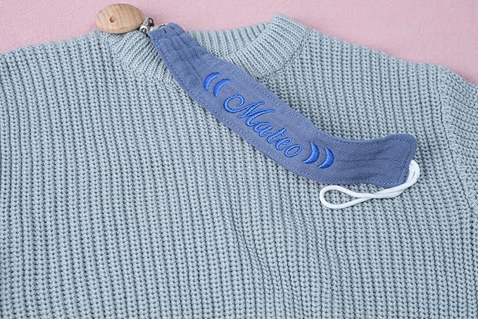 Personalized Bohemian Pacifier Clip Embroidered with Name is The Perfect Newborn Gift Made from eco-Friendly Bamboo! (Purple)