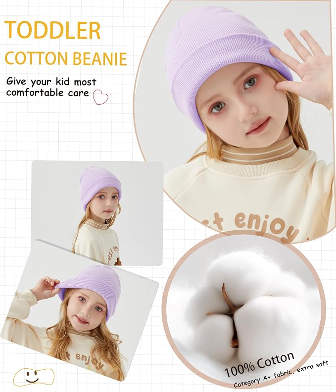 ROYBENS 100% Cotton Baby Beanie Cute Toddler Winter Hat Knit Caps Ages 0-8 | - Image 5
