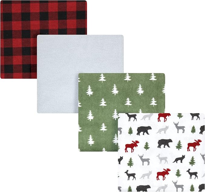 Hudson Baby Unisex Baby Cotton Flannel Receiving Blankets, Woodland Christmas - Image 2