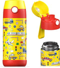 Jarlson® Mali Children's Water Bottle, Thermal Stainless Steel Water Bottle, BPA-Free, Leak-Proof, Children's Bottle with Chug Lid, Bottle for School, Nursery (Vehicles, 350 ml)