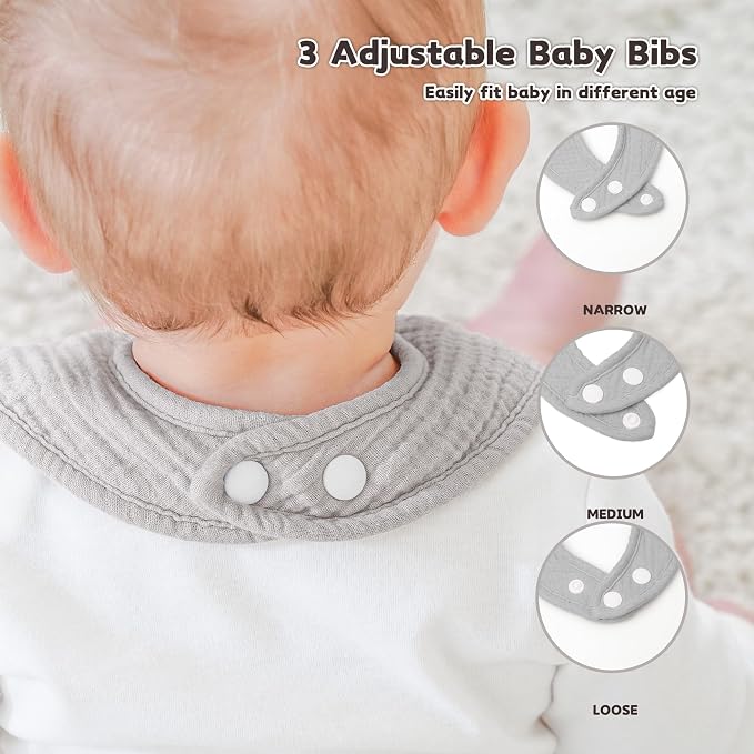Susurration Muslin Baby Drool Bibs 10Pack Soft Square Adjustable Bandana Bibs - Image 4
