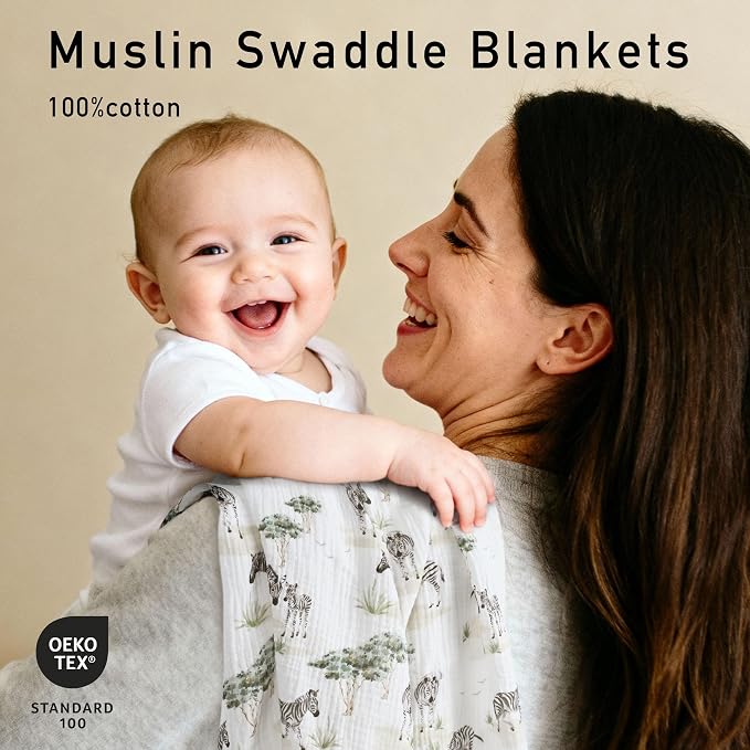 Muslin Swaddle Blankets for Newborn, 3 Pack Breathable Soft Receiving Blanket - Image 2