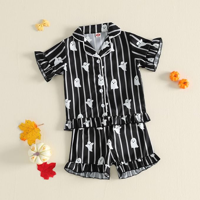Kuriozud Toddler Baby Girl Pajamas Set Summer Floral Short Sleeve Button Down - Image 6