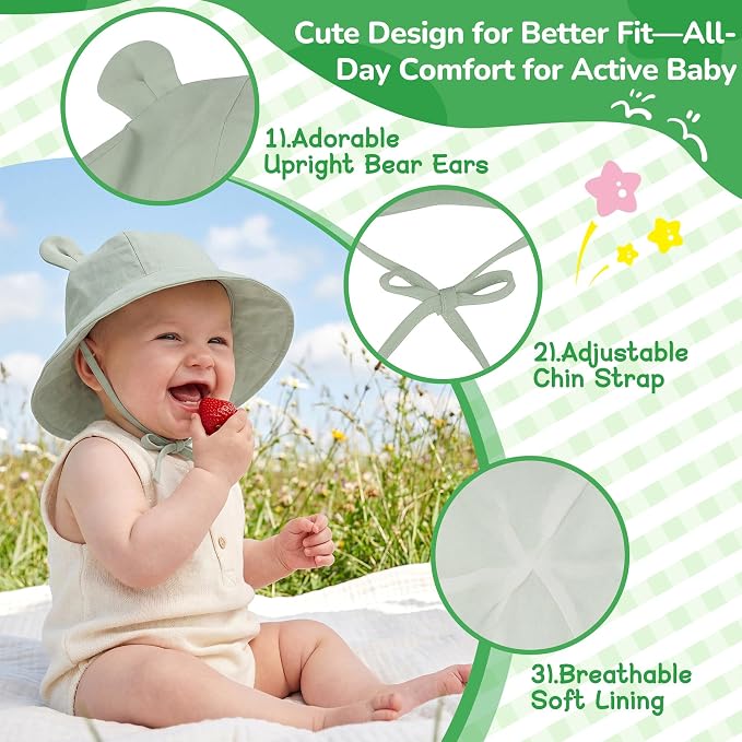 Zando Wide Brim Baby Sun Bucket Hat 0-4T UPF 50+ - Image 4