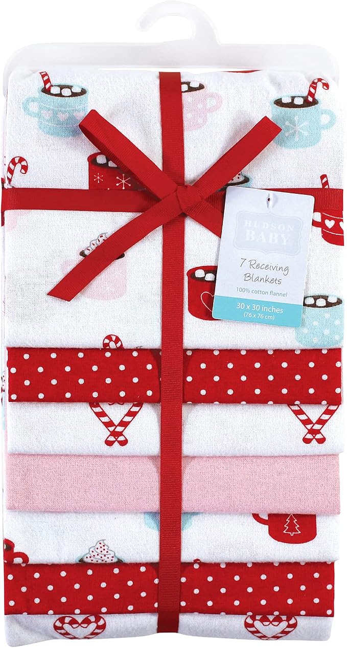 Little Treasure Hudson Baby Cotton Poly Flannel Receiving Blankets Multipack - Image 2