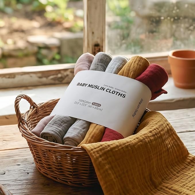 Muslin Receiving Blankets 5 Pack, Soft Swaddle Wraps - Image 9