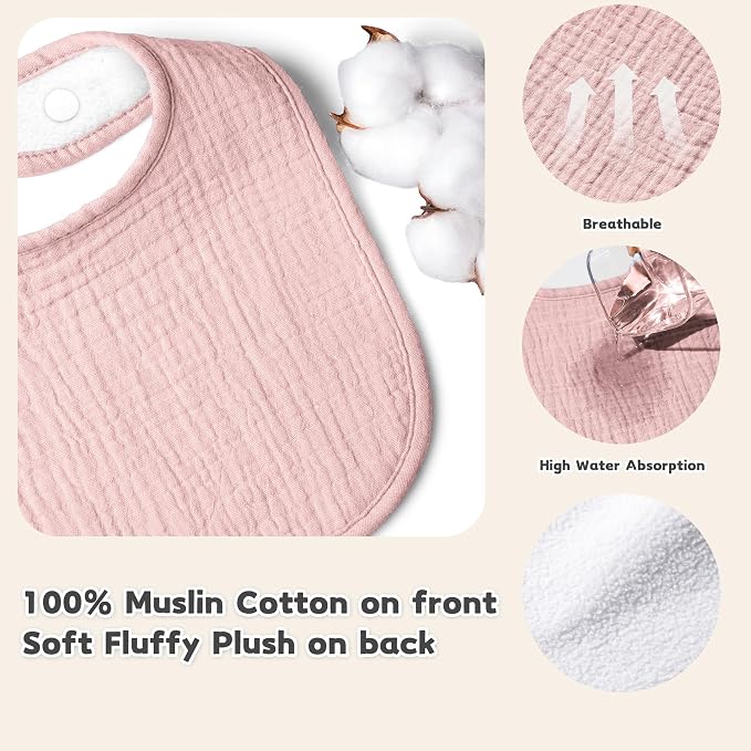 Susurration Muslin Baby Drool Bibs 6Pack Soft Square Adjustable Baby Bandana - Image 3