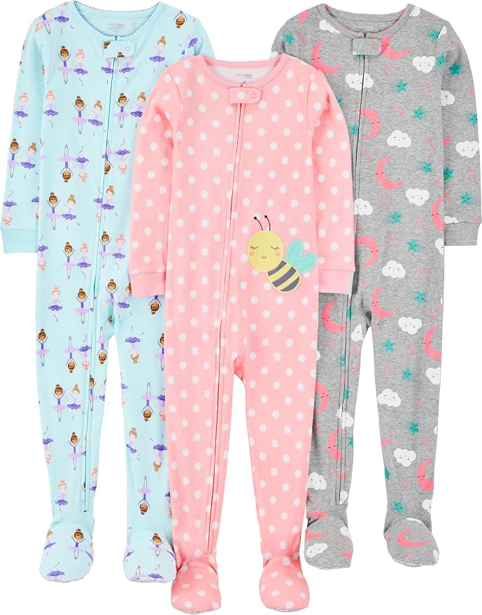 Simple Joys by Carter's Girls 3-pack Snug Fit Footed Cotton Pajamas by SimpleJoysbyCarters
