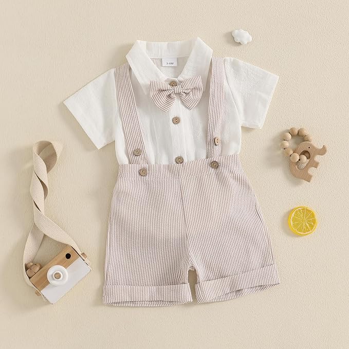 PUHHAPIEY Baby Boy Gentleman Wedding Outfit Dress Romper Suspender Pants | 0 3 - Image 2