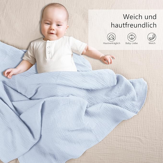 Susurration Muslin Receiving Blanket, 100% Cotton Swaddle Blankets - Image 2