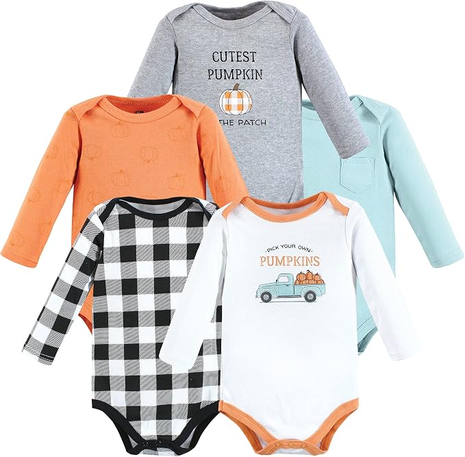 Hudson Baby baby-boys Cotton Long-sleeve Bodysuits 5-pack by HudsonBaby