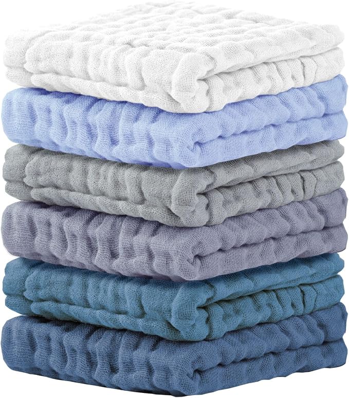 Cuddle Campus Baby Washcloths 6 Packs, Muslin Washcloths Baby, Cotton Burp by CuddleCampus