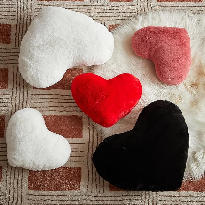 EastTree Heart Pillows, Red Heart Shaped Pillows, Ultra Soft Extra-Large Fluffy Pillows, Love Throw Pillows Gifts, Women Girls Living Room Decor 15x18 Inch