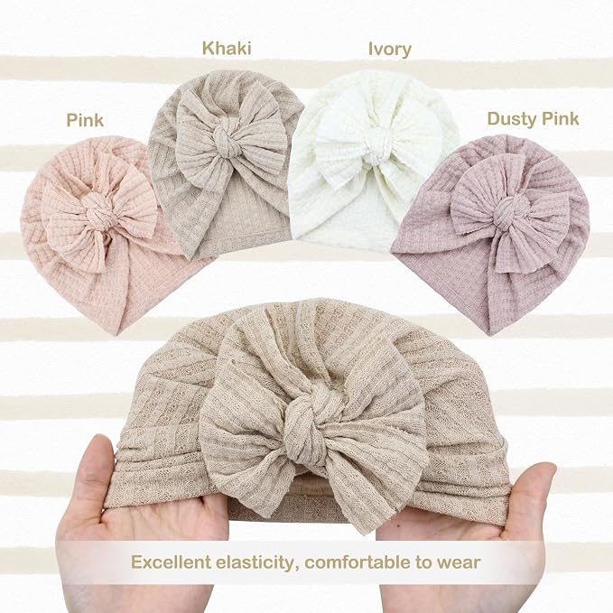 Cinaci 4 Pieces Baby Girls Turban Hats - Image 4