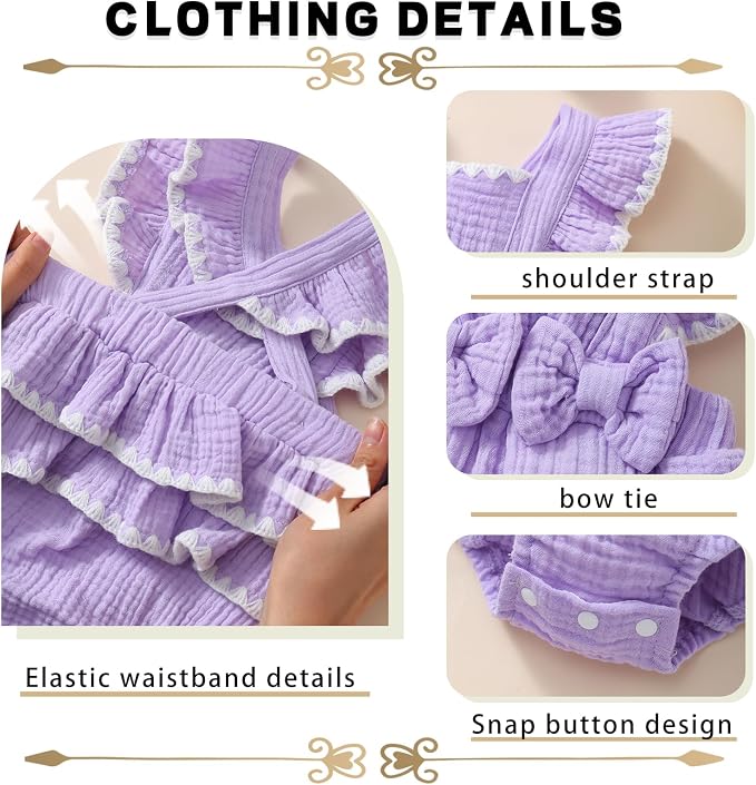 Baby Girl Summer Clothes Infant Girls Romper Dress | Ruffle Sleeve, Cotton Linen - Image 4