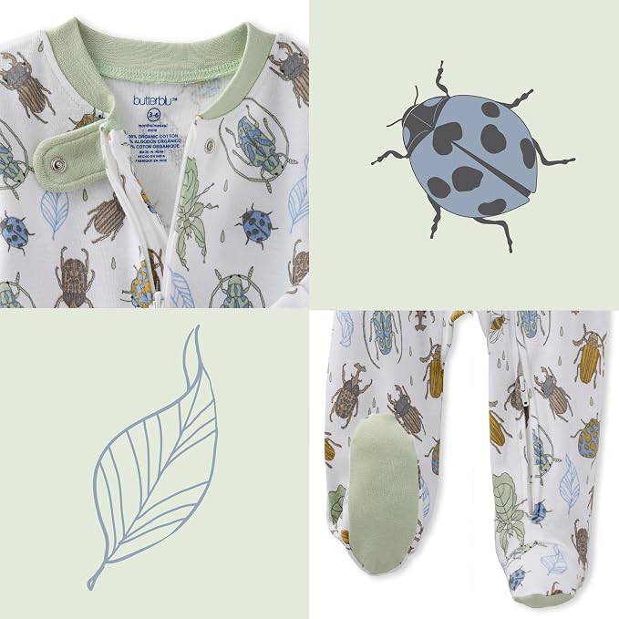 Butterblu Scout Sleep & Play 100% Organic Cotton Footed Zip Front PJs | GOTS - Image 7