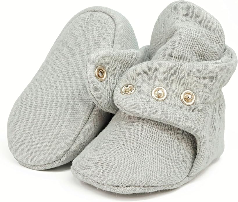 Ella Bonna Baby Booties Organic Cotton Muslin Newborn Baby Slippers Baby Boy - Image 4