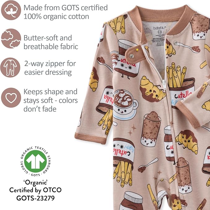 Butterblu Scout Sleep & Play 100% Organic Cotton Footed Zip Front PJs | GOTS - Image 6